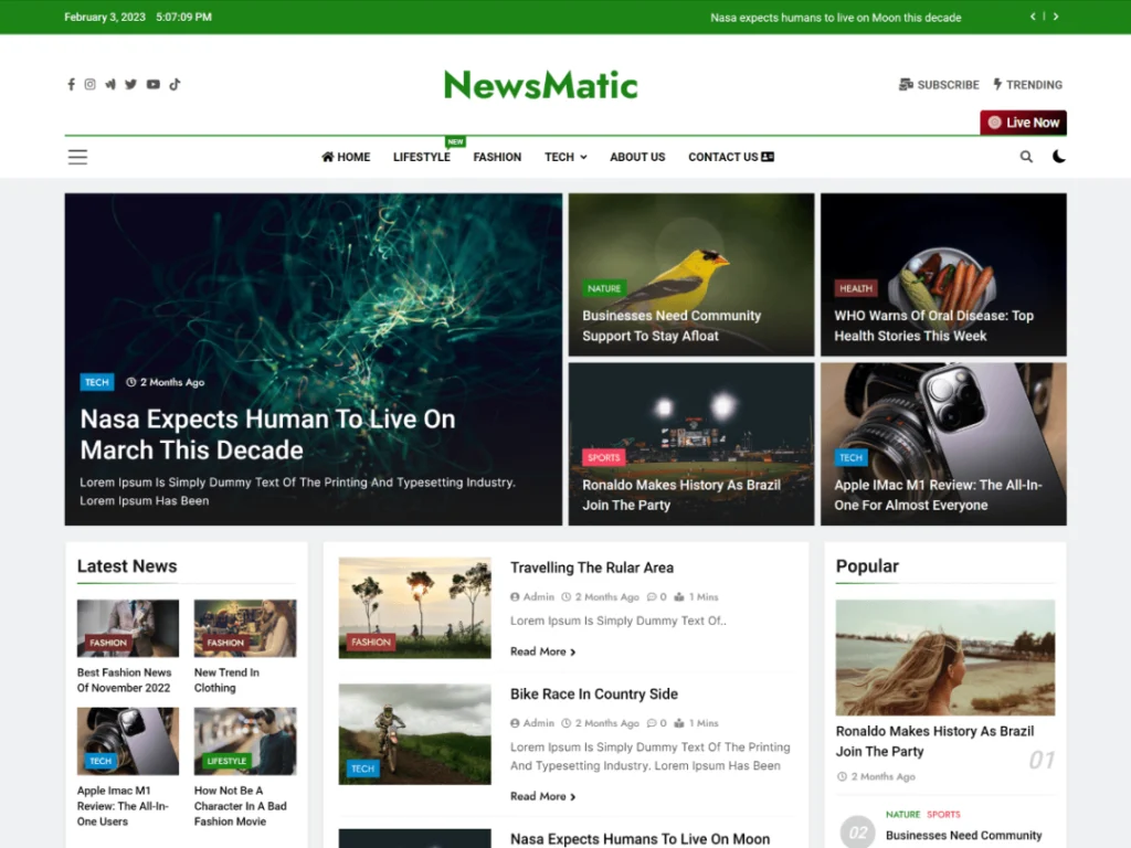 Newsmatic theme