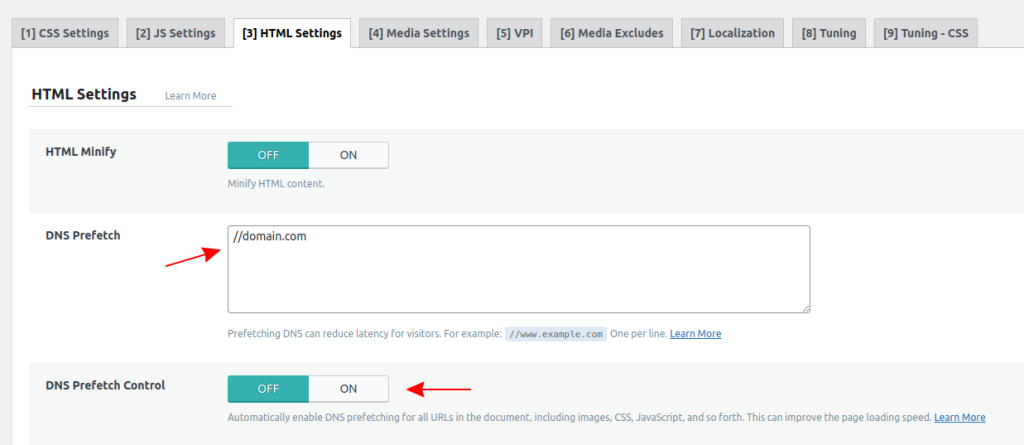 DNS Prefetch Control - turn on the option - On