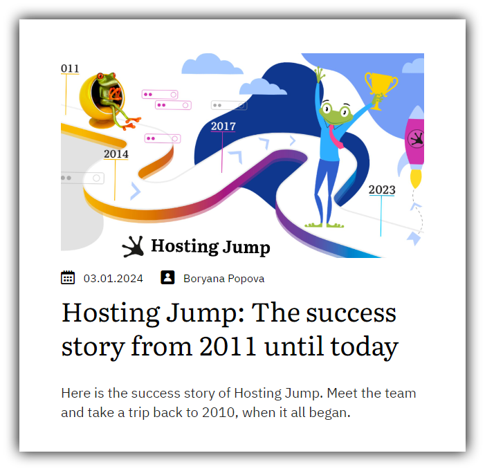Hosting Jump - Success Story since 2011 till now