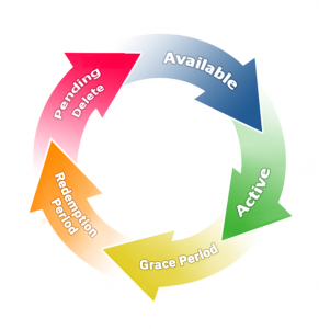 The five periods through which the life cycle status of a domain passes.