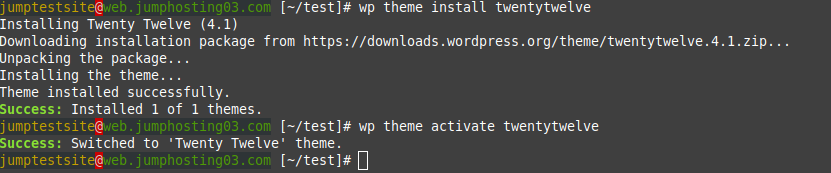 WordPress theme installation with WP-CLI
